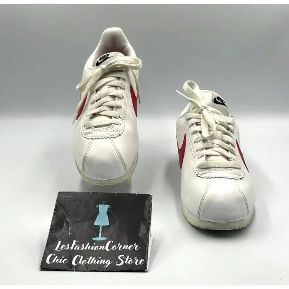 Nike Women's White Red Leather Cortez Forrest Gump Running Shoes Size 9 3117 - Picture 8 of 16
